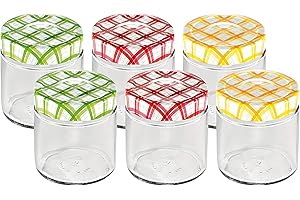 Tescoma 895110 Della Casa Vasetto per Conserve, Vetro, Trasparente/Tappo Multicolore, 125 ml, 6 Pezzi