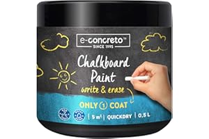 E-CONCRETO Tafelfarbe, Schultafellack für innen 500 ml, Schwarz + Kreide