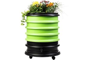 WormBox | Vermicompostador Compostera 4 bandejas Anis Verde + Jardinera | 64 litros | Composta residuos orgánicos, lombrices producen Humus de Lombriz