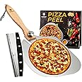 ASHNAEEM Premium Pizza Peel (12''X 14'') Aluminum Metal Pizza Paddle with Cutter | Pizza Spatula with Foldable Wooden Handle for Easy Storage | Pizza Spatula Paddle for Indoor & Outdoor