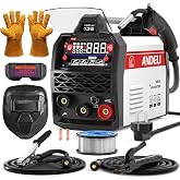 ANDELI 135A 4 in 1 Welder - Gas Free MIG with PULSE 230V Complete Kit | With Helmet and Gloves, LED Display 4.1", Synergy, 2T