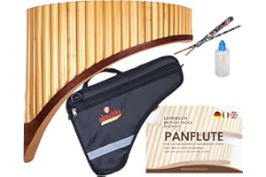 PLASCHKE INSTRUMENTS Flûte de Pan Plaschke Premium avec sabot, set avec sacoche, livret d'instructions et kit d'entretien, 25 tubes-Do