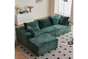 ‎VAMCHEER Vamcheer Ecksofa mit Schlaffunktion - Big Sofa Couch 3 Sitzer in L-Form, Modulares Boneless Schlafsofa als Wohnlandschaft, 274 x 102 cm, Grün