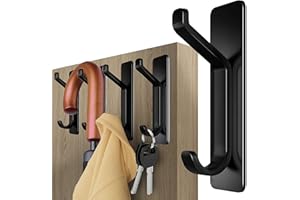 4smile Self Adhesive Hooks - 5 Pieces in Black - Extra Strong Stick on Hooks Heavy Duty - No Drilling Wall Hooks Stick on Door Hooks, Coat Hooks