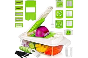 Arquiel Mandoline De Cuisine 19 en 1 Multifonction Coupe Legumes Trancheuse pour Légumes Fruits Pomme de Terre Oignons Carotte Concombre