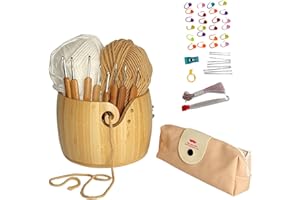 Branboo Yarn Bowl for Wool with Crochet Accessories and Bamboo Crochet Hooks Extra Large Knitting Accessories Wool Storage - Gift for Knitters & Crochet Fans Knitting Crochet Amigurumi Christmas