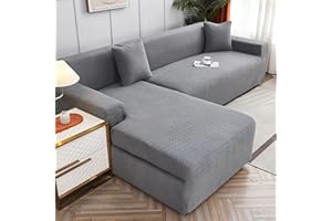 ‎WULTNICEW WULTNICEW Sofabezug Sofaschoner Sofa Überzug 3 Sitzer, Stretch SofaÜberwurfe Pets Dog Couch überzug Sofaschutz, Ecksofa für L Form Erfordert Zwei Couchbezug(3SITZER, Dunkelgrau)