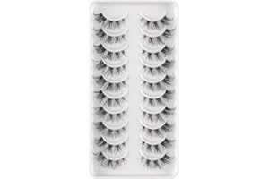 HICOCU Clear Band Falsche Wimpern D Curl Russische Streifen Falsche Wimpern Manga Lashes Natürlich aussehende falsche Wimpern, die wie einzelne Cluster aussehen Wispy Mink Eye Lashes Pack (DZ7714)