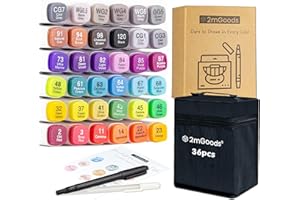 ‎2MGOODS 2mGoods 36 Colours Felt Tip Pens with Double Tip, Copic Marker Set, Twin Marker, Alcohol Marker for Adults, Colour Pens, Quick Drying, Low Odour, Lightfast, Ideal for Art and Sketching