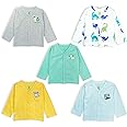 YUV Unisex Infant Full Sleeve Front Open T-Shirts with Snap Buttons, Set of 5, Assorted Colours