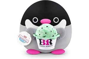Snackles, Series 2, Penguin (Baskin Robbin), Plush Toy, Cuddly Squishy Comfort Plush with License Snack Brand Accessory, Medium (35 cm), Brown Box, (Penguin)