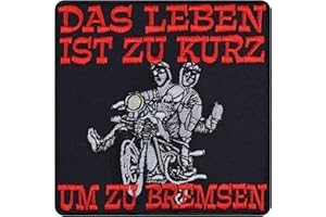 EXPRESS-STICKEREI Patch Biker Love Amor motero Parche con texto (Das Leben ist zu kurz um zu bremsen/La vida es demasiado corta para ir más despacio - Patch)