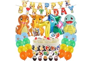 YAGU luftballon 7. poke geburtstag | geburtstagsdeko jungen 7 jahr, Happy Birthday Dekoration Banner Karikatur poke Luftballons deko