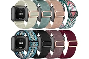 Zspoly 8 Stück Armband Kompatibel mit Fitbit Versa 2 Armband/Fitbit Versa Damen Herren, Verstellbares Dehnen Nylon Sport Ersatzarmband für Fitbit Versa 2/Versa/Versa Lite/SE