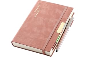 DONFULFIP Agenda 2025-2026, tamaño A5, página al día, agenda 2025-2026 de agosto a agosto, agenda de 13 meses 2025-2026, agenda diaria de tapa dura con pestañas mensuales coloridas, bolígrafo, lazo para