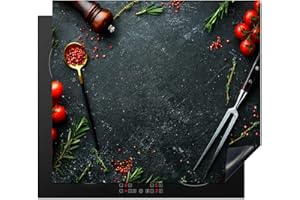 KitchenYeah© Copri Piano Cottura Induzione 60x52 cm Coprifornelli Fornello Proteggi Tutto per la Cucina Fornelli Erbe - Rosso - Cemento