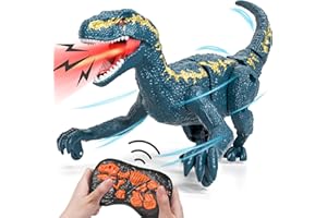 Bennol Remote Control Dinosaur Toy for Boys Age 3-8, Realistic Velociraptor with Lights & Sounds, RC Dino Toy with One-Key Demo, Birthday Gift for Boys Kids Aged 3 4 5 6 7