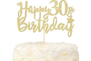 LOVENJOY Decoration Gateau Anniversaire 30 Ans Doré Glitter Cake Topper Happy 30th Birthday Deco Gateau Pour Décoration 30e Fête D'anniversaire