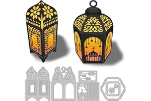 GLOBLELAND 3D Lantern Cutting Dies 3D Islamic Architectural Style Lantern Carbon Steel Embossing Stencils Template for Decorative Embossing Paper Card DIY Scrapbooking Album Craft