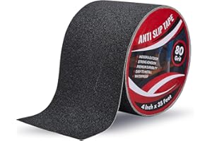 IONCAT Anti Slip Tape for Steps 10 CM x 10.6 M : Heavy Duty Grip Tape for Steps Outdoor & Indoor - Non Skid Tape for Stair Treads - Non Slip Strips for Steps Ramp - High Traction - 80 Grit - Black