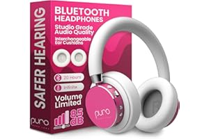 Puro Sound Labs BT2200 Plus Kids Bluetooth Headphones – Volume-Limiting 85dB, Studio-Grade Audio, Over-Ear & Comfy Design, 20-Hour Battery Life, Easy to Connect Wireless Headphones for Kids, Pink