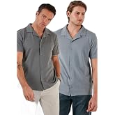 Buratti Pamuklu Regular Fit Kısa Kollu 2'li Paket G&ouml;mlek Erkek G&Ouml;MLEK 5902640S2