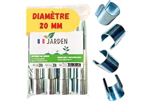 JARDEN® Lot de 20 Clips Diamètre 20mm pour Serre de Jardin - Fixation Métal en Revêtement Zinc pour Serres Tunnel avec Tubes ou Arceaux 20mm - Accessoire pour Bâche de Serres de Cultures et Semis