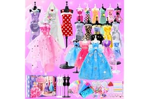 Jovicos 800+ Stück Modedesign Mädchen, Fashion Design Basteln Nähset Kinder ab 6, Bastelset Kinder mit 4 Mannequins, DIY Set Kreatives Geschenke Mädchen 8 9 10 11 12+Jahre