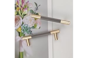 Pexintek 6 Pack Gold Modern Cabinet Handles 96mm Hole Centers Kitchen Bathroom bedrooms Study Furniture Door Vintage Pulls with Screws for Cupboards Drawer Wardrobe Dresser (Golden Grey)