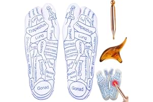 DAKLUNAR Reflexology Socks English - Calzini per agopressione per piedi, con zone riflesse, per digitopressione, con strumento per massaggio riflessologico, con Acupressure Pen Foot Massage Socks