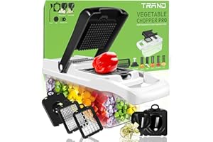 TRAND Vegetable Chopper 16-in-1 Mandoline Vegetable Slicer Onion Food Chopper Cutter Multifunction Mini Dicer Manual Spiralizer Kitchen Gadgets for Onion Veg Garlic Potato Salad Cheese Julienne Grater