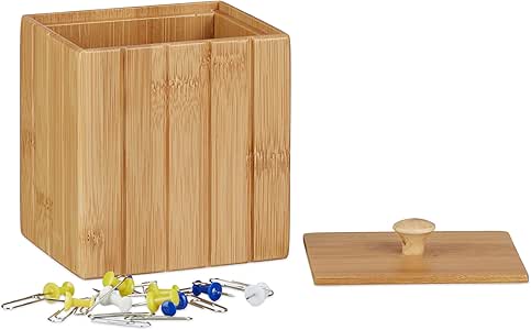 Relaxdays Aufbewahrungsbox mit Deckel, Holzbox klein, Ordnungsbox