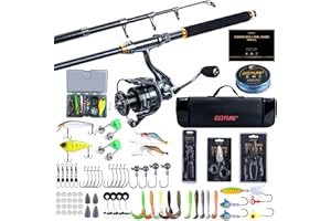 Goture Ensemble de pêche complet avec Canne à pêche télescopique en fibre de carbone (24T), 1,8 m/2,1 m/2,4 m/2,7 m | Moulinet de pêche 5,2:1, Ligne 150 m/14 kg