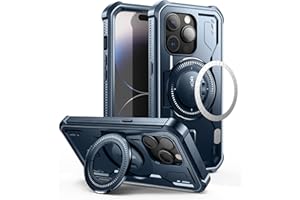 Dexnor Funda Soporte Magnético para iPhone 14 Pro - 【Compatible con MagSafe】【360 ° protección de Todo el Cuerpo 】【con Soporte】 Carcasa 14 Pro (6,1'') - Azul Marino