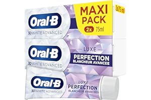 Oral-B Dentifrice Blancheur 3D White Advanced Luxe Perfection Contre Les Taches En Surface, Conçu Pour Un Brossage Des Dents Avancé, Arome Menthe, Pack De 150ml