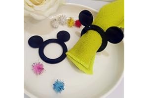 RUIXUAN Mickey Napkin Rings,Set of 12PCS Cartoon Acrylic Black Napkin Rings,Wedding Party Decor, Birthday Party Table Decor