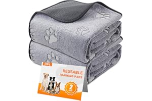 PICK FOR LIFE Haustier-Urinunterlage Waschbar Welpenunterlagen 2er Set Schnell Absorbierend Matte für Hunde Haustier Hygieneunterlage für Welpen Alte Inkontinente Hunde Grau (70x100cm)
