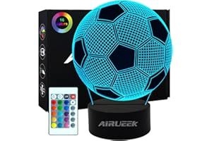 AIRUEEK Night Light Kids, Football Night Light, Rechargeable 16 Color LED Night Light with Intelligent Remote Control, Touch Switch, Light for Room Decor, Birthday Party Football Gifts for Boys Kids Sport Fan