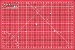 La Canilla ® - Tapis de Découpe avec surface d'auto-guérison A3 (45x30cm) Plaque de Découpe, Planche à Découper Centimètres et Pouces | 5 couches de PVC | Pour Couture, Artisanat,Patchwork (Rouge)