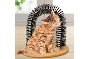 DEENZ CAT SELF-GROOMING & MASSAGING TOY REMOVES LOOSE FUR CAT GROOMING ARCH SCRATCHER PET ARCH SOFT COMFORTABLE BRISTLES SCRATCHING SELF GROOMER WITH SCRATCHER MAT (PACK OF 1)
