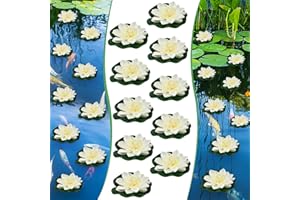 EMAGEREN Fleurs Flottantes Lot de 10 Nénuphar Artificiel Blanc Lotus NymphéAs Artificiels Ornement Flottant Fleur de Lotus Mousse Flottante Plantes pour piscines, Aquariums, scènes de ruisseau