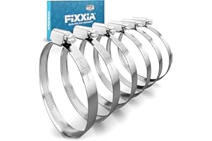 FIXXIA® Lot de 6 colliers de serrage - 40-60 mm - En acier inoxydable robuste - Pour piscine, jardin, voiture et machine à laver