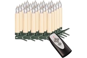 INNOCOM GMBH Kabellose LED Kerzen für den Weihnachtsbaum mit Timer, Flacker- & Dimmfunktion, flammenlose Weihnachtskerzen - Christbaumkerzen (25 LED Kerzen, inkl. Batterien)