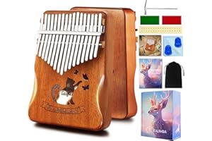 LAQULA Kalimba 17 Klawiszy Fortepian – Kociak Przenośny Mbira Sanza Palec Fortepian Profesjonalny Instrument Muzyczny z Instrukcja Nauki, Młotek Strojeniowy Prezent Dla Dzieci Dorosłych