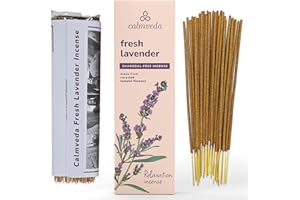 CALMVEDA Fresh Lavender Incense for Calming - 80 Charcoal Free Incense Sticks, Made from Upcycled Flowers | Organic Incense Sticks Non Toxic | Use for Relaxation & Improves Sleep