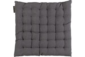 ‎LINUM LINUM Pepper Elegantes Sitzkissen für Indoor und Outdoor 40x40 cm, 100% Baumwolle, Waschbar, Granitgrau