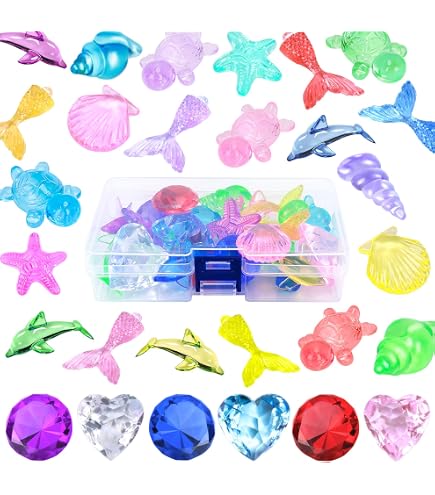 10 PCS Jouets De Piscine De Pierres Précieuses De Plongée, Ensemble De Diamants Avec Boite De Pirate Au Tresor Jouet De Plongee De Piscine A Gros Diamants Colores 92137335