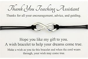 Lucor Teaching Assistant Gifts | Thank You Gifts | End of Year End of Term Teacher Gift | Infinity Wish String Bracelet | Gifts for Teaching Assistant