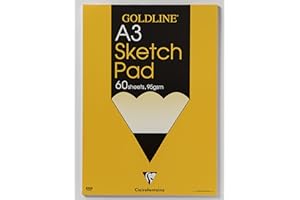 Clairefontaine - Ref GGSPA3Z - Goldline Sketch Glued Pad (60 Sheets) - A3 Size, 95gsm Drawing Paper, Acid Free - Suitable for Sketching with Pencil, Pen, Charcoal & Pastels