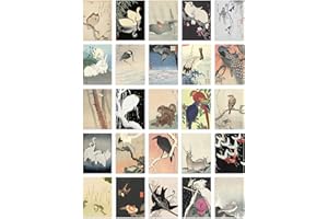 Artery8 50 Pcs Japanese Art Collage Kit Ohara Koson Woodblock Paintings Wall Art Prints A6 Set Pack 14.8 x 10.5 cm (5.8 x 4.1) Room Decor Poster Collection Kachō-e